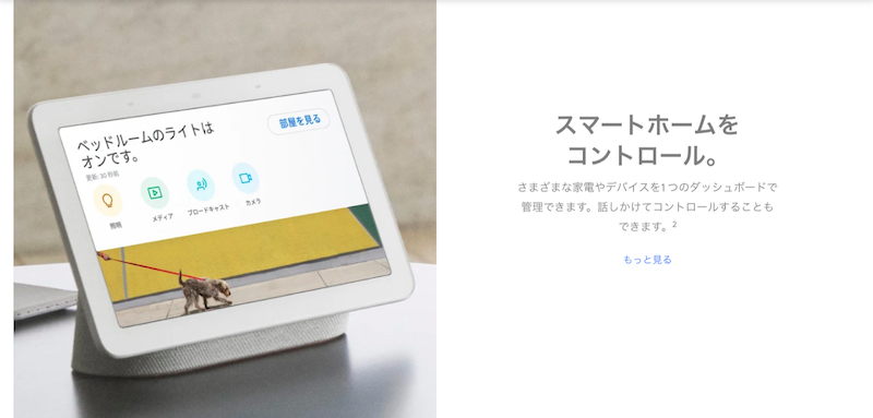 Google Nest Hubサイトのトップページ